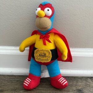 The Simpsons 9” Plush Homer Simpson Luchador Wrestler w/ Championship Belt, 2008